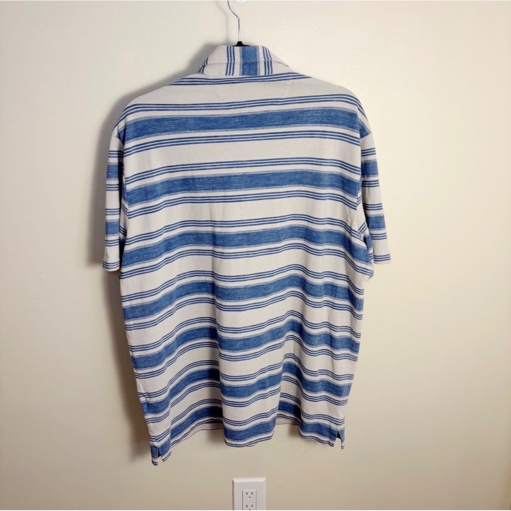 Polo Ralph Lauren Polo Mens L Blue Stripe Classic Fit Pocket Pony Short Sleeve - Picture 4 of 8